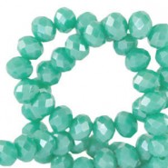 Top Glas Facett Glasschliffperlen 4x3mm rondellen Erin green-pearl shine coating